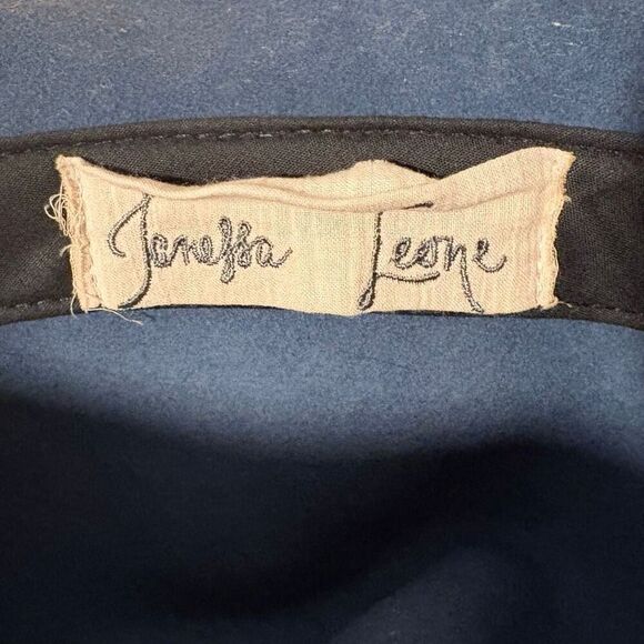 Janessa Leone Wool Felt Hat Blue Leather & Silver Buckle Band Size M - Picture 8 of 9